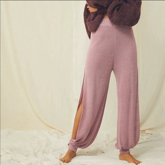 FREE PEOPLE RARE! Split Open Side Leg Ankle Wide Leg Knit Pants Size XS - Picture 8 of 11